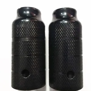 Durable steel bicycle stunt pegs, 38x110mm black footrests for BMX and performance bikes.