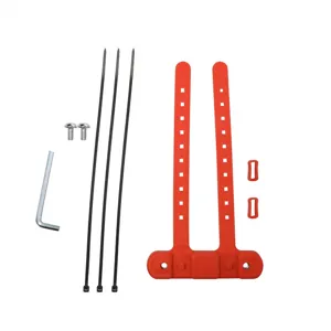 Set adattatore per portaborraccia da bici con cinghia in silicone, fascette e viti di fissaggio.