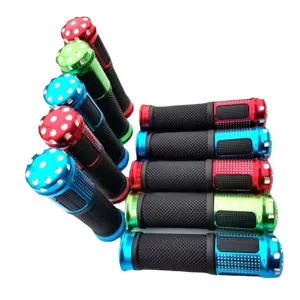 Colorful aluminum alloy mountain bike handlebar grips for folding bicycles, main view display.