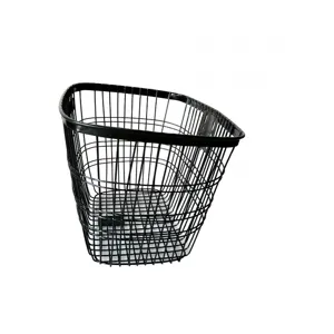 Black metal wire bicycle basket front or rear mounting commuter bike storage accessory