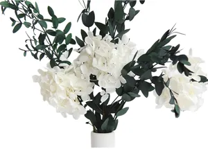 Preserved hydrangea bouquet with eucalyptus leaves for home decor floral arrangement 40cm