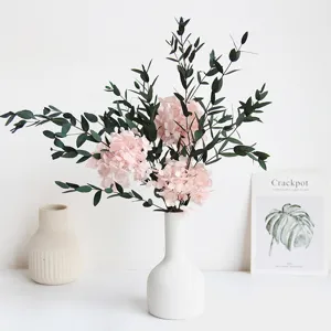 Preserved Fine Leaf Hydrangea Flower Bouquet Real Dried Flowers Floral Arrangement For Home Living Room Table Decor