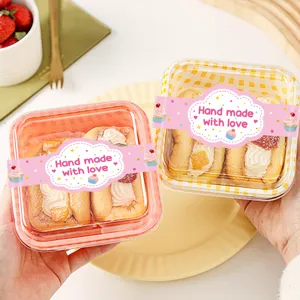 Bakken buikband stickers, lange afdichtingsstickers voor taartdozen, dessert verpakking.
