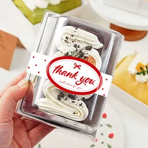 Baking packaging sealing sticker detail with thank you text and cute red dot pattern