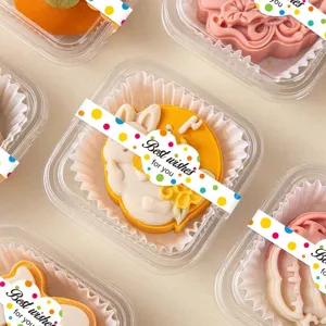 Colorful polka dot baking sealing stickers decorative paper strips for cake dessert boxes.