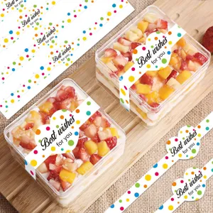 Colorful polka dot baking sealing stickers for cake dessert boxes packaging, decorative tape.