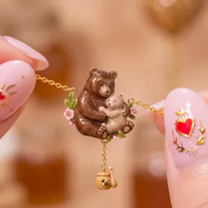 Stainless Steel Animal Family Necklace Enamel Rabbit Fox Bear Pendant Niche Design Fashion Jewelry Gift For Women
