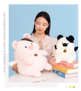 Cute plush pig doll, soft stuffed animal toy, cute angel winged pig pillow for kids gift