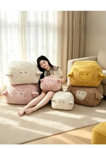 Fluffy sheep plush cushion cute floor pillow soft lazy sofa stool for bedroom living room