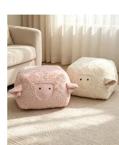 Fluffy sheep cushion plush toy for bedroom living room lazy sofa stool warm cute seat pad