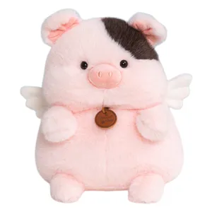 Cute angel pig plush toy with soft wings, adorable stuffed doll for kids and birthday gifts.
