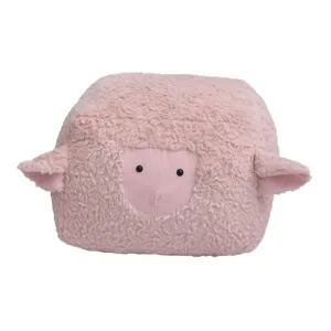 Cute pink sheep plush cushion soft animal floor pillow lazy sofa stool for kids bedroom