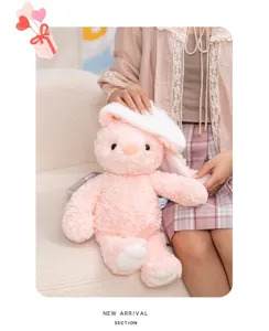 Pink plush rabbit toy soft stuffed animal doll cute sleeping companion gift for girls