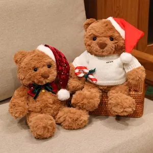 Set peluche orsetto di Natale simpatico animale di pezza regalo feste per bambini