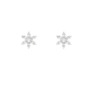 Splendidi orecchini a lobo perla zircone fiocco di neve donna eleganti gioielli invernali.