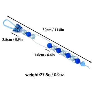 Silicone butterfly golf bead score counter keychain lanyard with blue and silver beads.