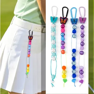 Golf bead stroke counter with colorful silicone beads and cute butterfly pendant for golfers.
