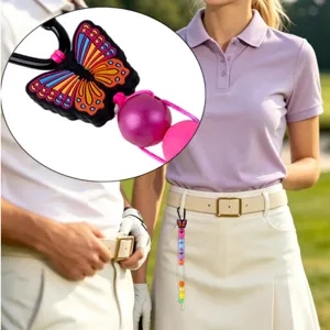 Golf score counter silicone butterfly acrylic beads keychain hanging ornament accessory.