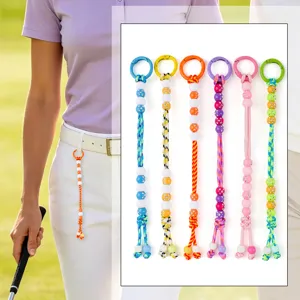 Handmade colorful braided golf bead score counter keychain bag charm strap pendant.