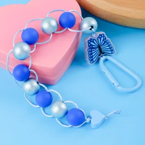 Silicone butterfly bead golf marker keychain pendant blue silver stylish bag strap accessory
