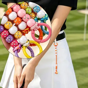 Colorful beaded golf stroke counter handmade key chain lanyards sports accessories cute.