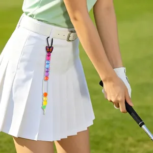 Golf bead stroke counter with butterfly charm and colorful silicone balls for outdoor sports.