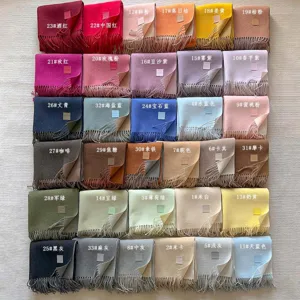 Korean Style Wool Blend Winter Warm Scarf For Men Women Thick Solid Color Shawl With Tassels Plain Weave Outdoor Soft Scarf
