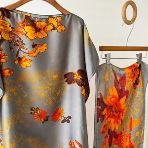 Femmes été station florale ensemble deux pièces léger sans manches robe tenue de vacances.