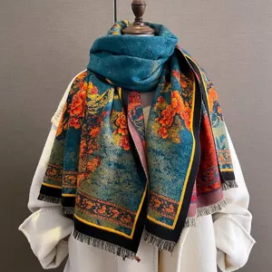 Sciarpa e scialle caldi in jacquard pavone stile retrò cinese per autunno vista principale