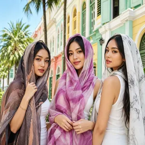 High-quality printed long scarf shawl for women, versatile breathable fashion headscarf.
