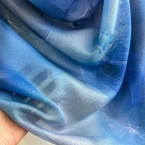 Women fashion blue gradient long silk scarf versatile breathable elegant shawl for daily wear