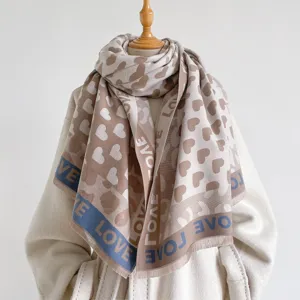 Sciarpa cashmere imitazione lettera cuore stile coreano donna jacquard doppia faccia scialle
