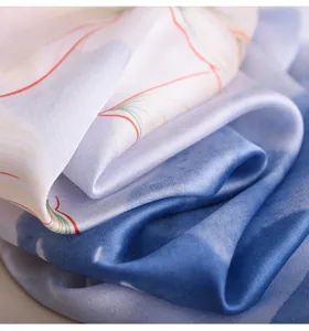 Elegant women's faux silk scarf long gradient floral shawl fashion travel wrap sun protection
