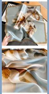Silk floral square scarf 53cm luxury design women spring autumn fashion neckerchief gift
