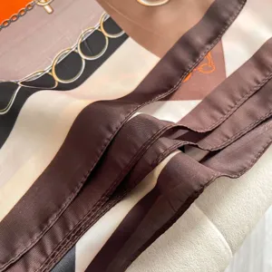 Silk feel long scarf with chain print, stylish fashion accessory for women and summer shawl.