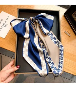 Foulard style coréen effet soie ruban nœud élégant accessoire pour femme élégante
