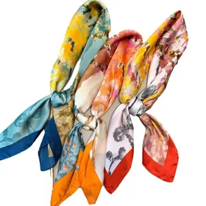 Sciarpa di seta stampata astratta moda donna leggera elegante foulard da viaggio