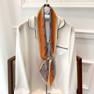 Donne Moda Sciarpa Lunga Poliestere Stampato Foulard Collo Elegante Motivo Lettera Pendolarismo Quotidiano Fascia Borsa Accessorio