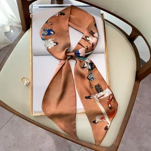 Retro stile cinese sciarpa di seta donna fascia per capelli foulard decorativo nastro