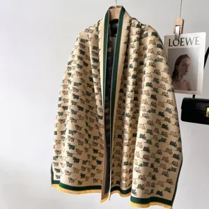 Autunno inverno sciarpa imitazione cashmere spessa donna frange motivo mucca scialle