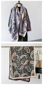 Autumn winter paisley cashmere feel shawl scarf women long tassel reversible wrap cozy
