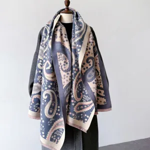 Autumn winter cashmere feel women scarf long tassel paisley shawl versatile elegant neck warmer