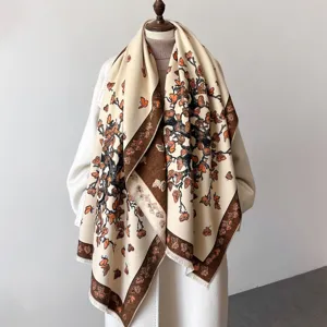 Women's Winter Warm Imitation Cashmere Scarf Butterfly Print Thickened Dual-Use Shawl Fashion Soft Scarf
