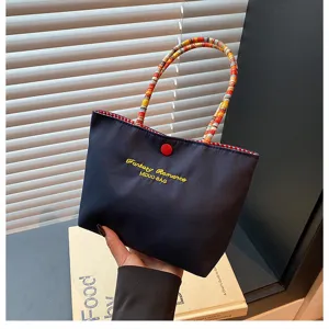 Sac à main en toile de style coréen avec poignée tressée colorée sac portable