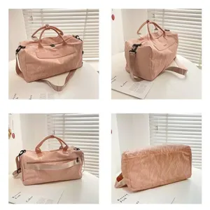 Pink travel duffel bag, large capacity gym sport bag, waterproof weekend overnight bag.