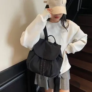 Korean style lightweight nylon backpack, casual large capacity travel school bag for women.