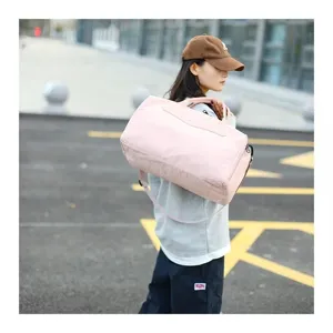 Pink travel duffel bag large capacity lightweight gym bag with shoulder strap for women