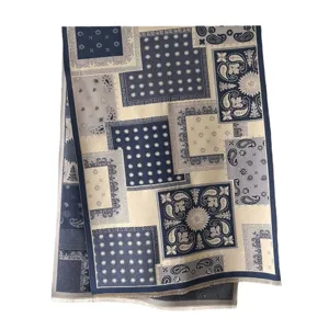 Luxury imitation cashmere winter scarf, elegant patchwork paisley design, warm thick shawl.