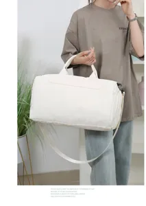 Large capacity PU travel duffel bag for short trips, lightweight waterproof gym bag for women.