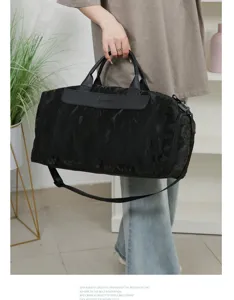 Waterproof PU travel duffel bag with large capacity, dry-wet separation for fitness and outdoor.